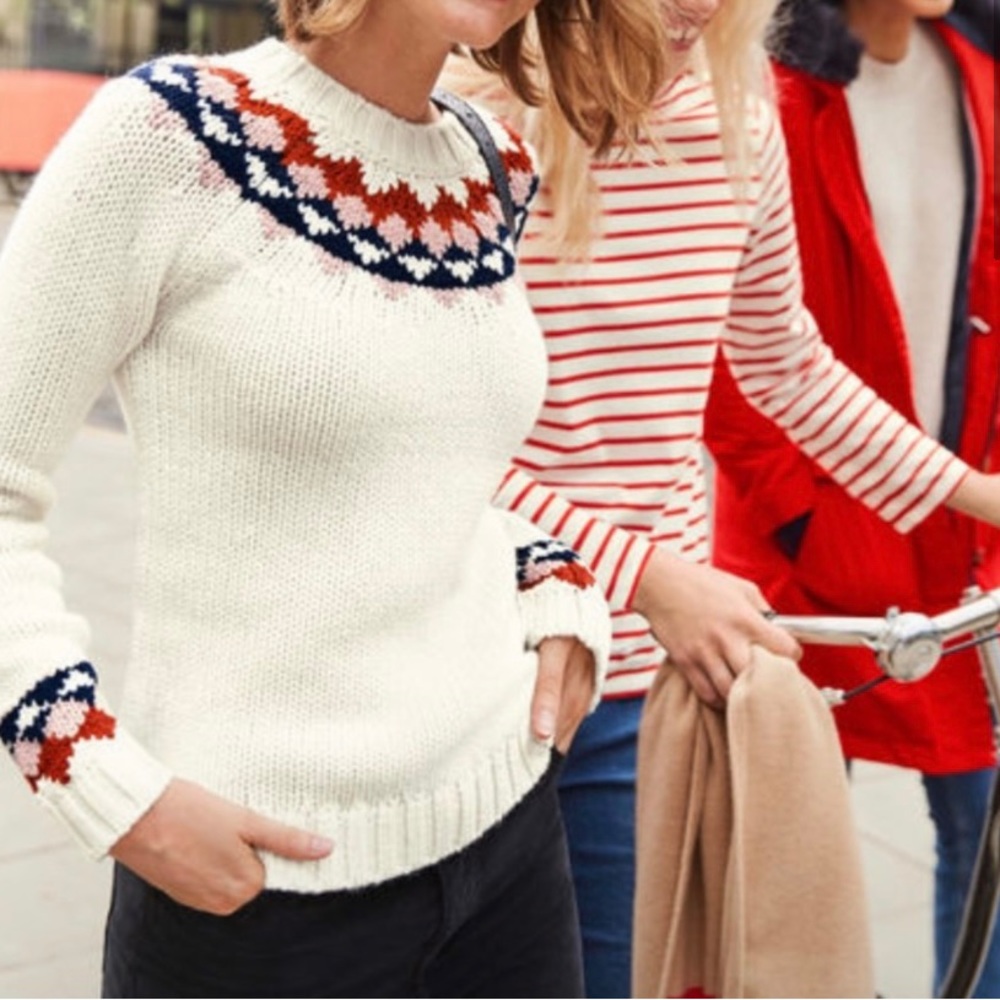 Boden Cordelia Sweater L Fair Isle Nordic Knit Wool Alpaca Blend Chunky Crewneck